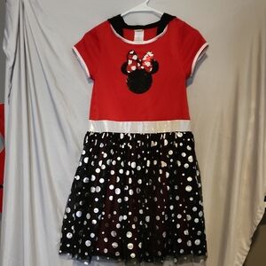 Disney Minnie Mouse Size XL 14/16 Sequined Dress With Hood And Ears